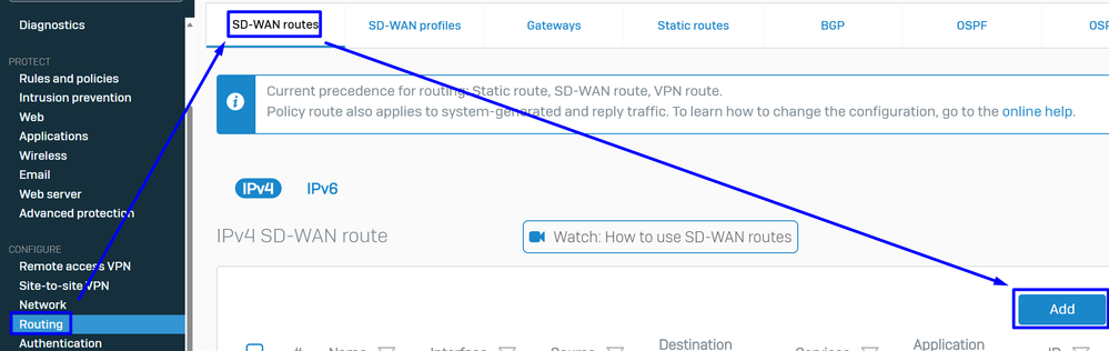 Sophos - SD-Wan Routes