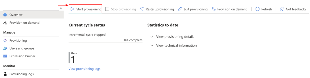 Azure - Start Provisioning