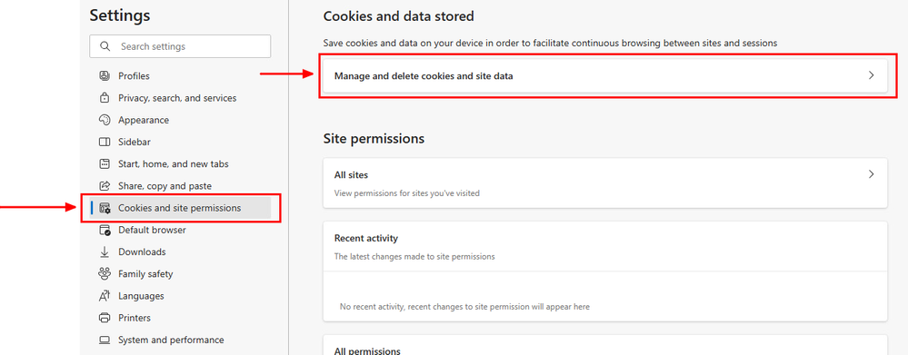 Microsoft Edge - Manage and delete cookies and site data