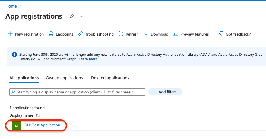 Azure - DLPが登録されました