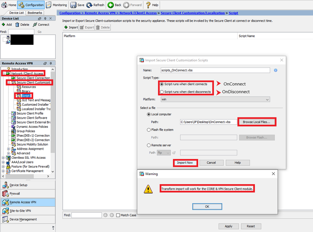 AnyConnect Scripting settings ASDM