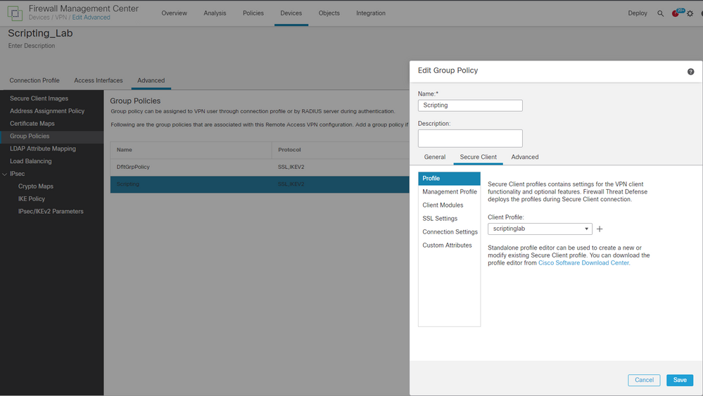 FMC Group Policy Configuration