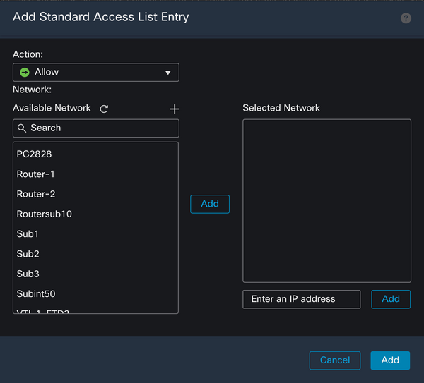 Standard Access List Entry Creation