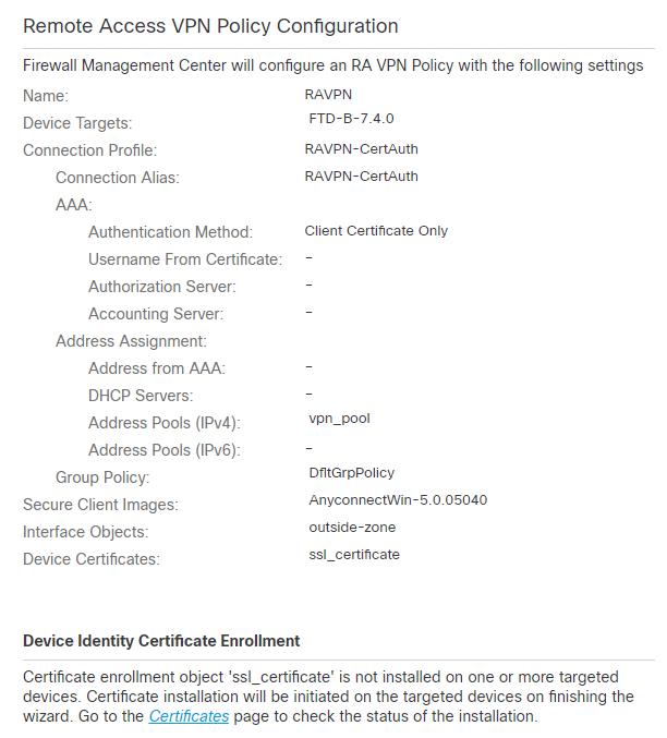 Remote Access VPN Policy Configuration