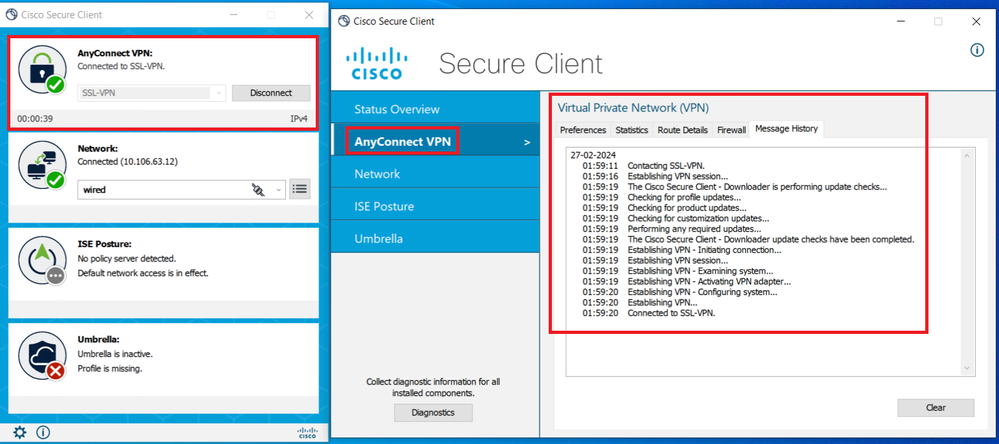 Connessione client sicura riuscita