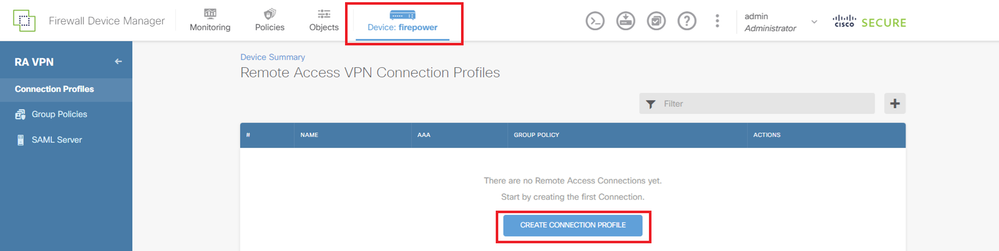 Add Remote Access VPN Connection Profile