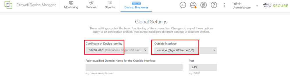 Details of Global Settings