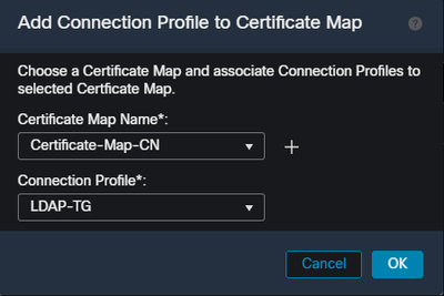 Tie the certificate map object to the desired tunnel-group within the FMC UI.