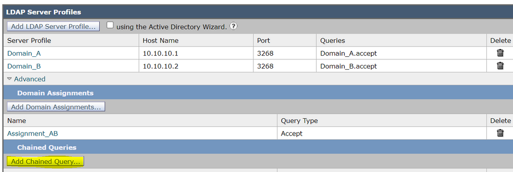 Click Add Chained Query