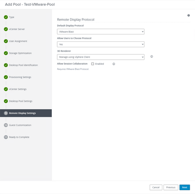 VmWare Horizon - Remote Displaying Settings