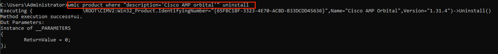 Uninstall via Command Prompt