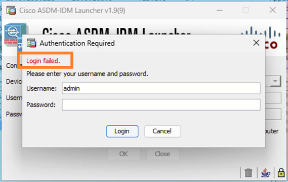 ASDM Login Failed