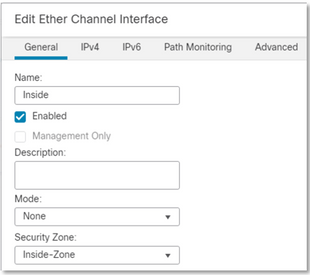 Configure Interface and Name it Inside.