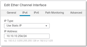 Edit Ether Channel Interface