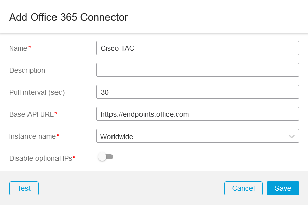 Configurazione connettore CSDAC Office 365