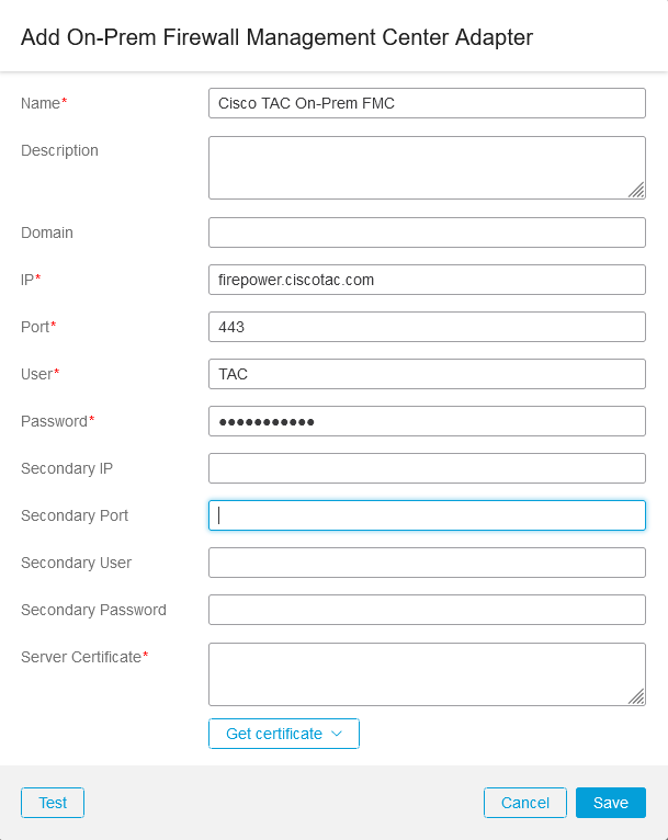 Configurazione Centro gestione firewall locale adattatori CSDAC