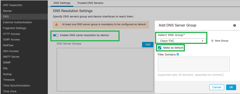 Add DNS Server Group