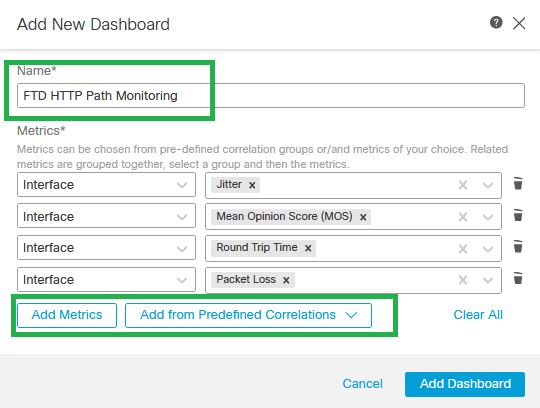 Add new Dashboard with Path Metrics