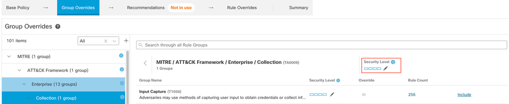 Edit security rule group