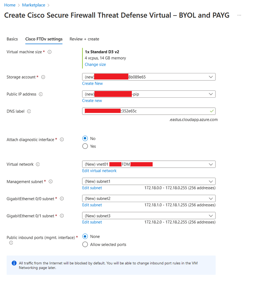 Cisco FTDv Settings.