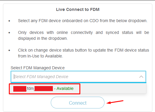 Selezione dispositivo FDM