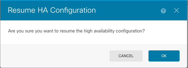 Resume HA confirmation