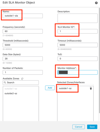 Configurazione del rilevamento SLA per ISP 1