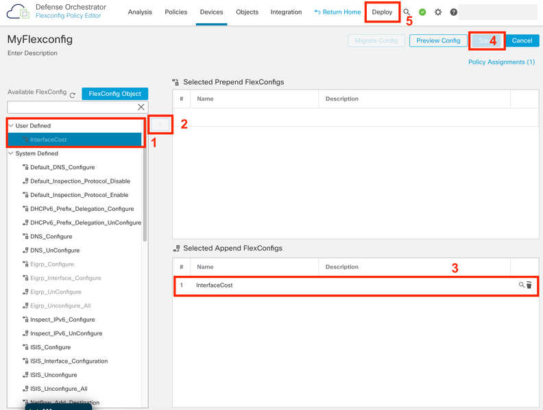 Assegnazione dell'oggetto al criterio Flexconfig