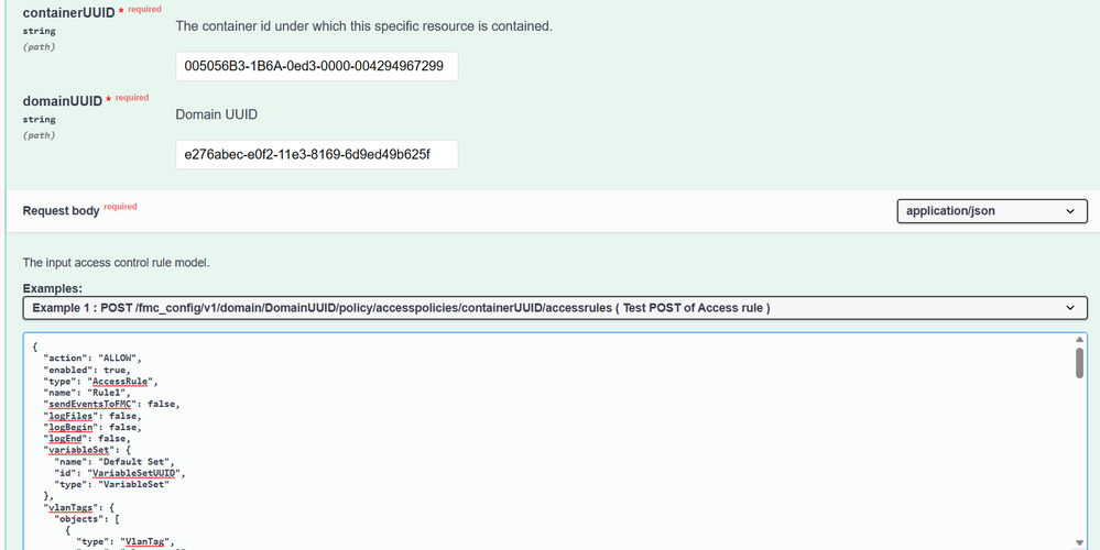 PolicyID immesso nel campo specificato come ContainerUUID