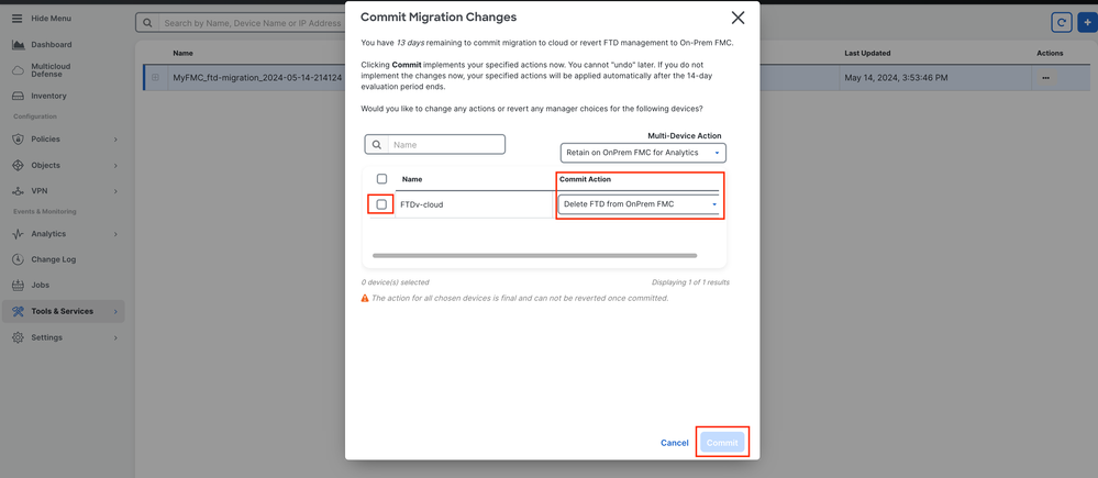 Immagine 14. Convalida del commit delle modifiche.