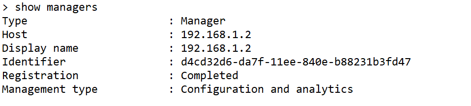 FTDでのshow managersコマンドの出力
