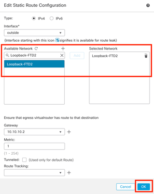 Immagine 11. Configura hop successivo in route statica