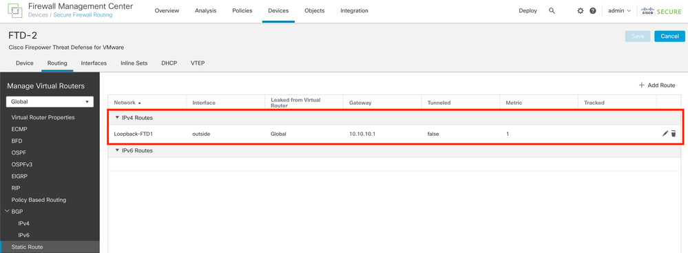 Immagine 13. Configura route statica su peer