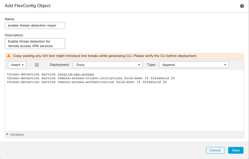 New FlexConfig Object