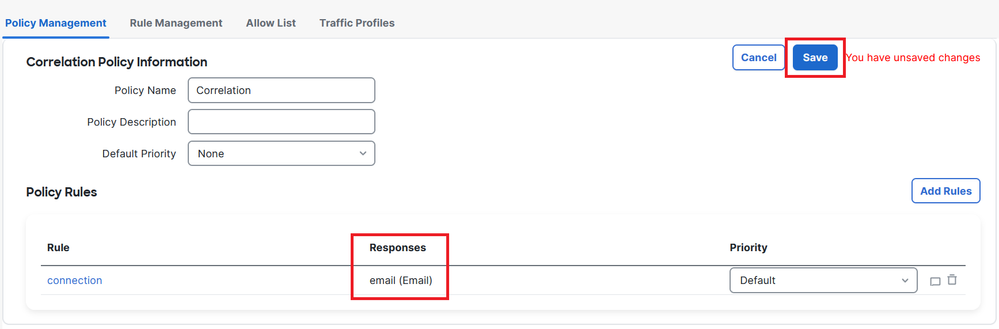 Assign Responses to Correlation Rule