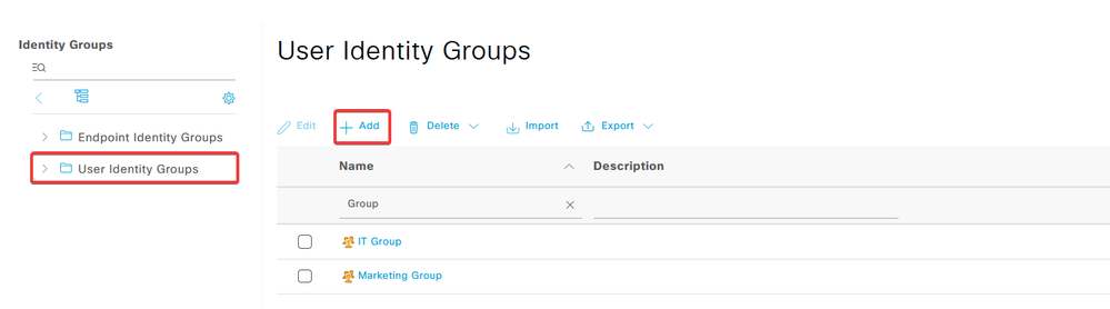 Add Groups on ISE