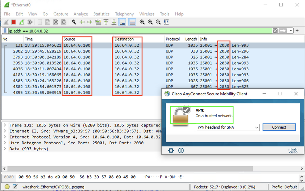 Packet capture trusted network no VPN