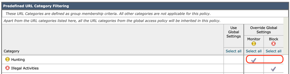 Imagen: acción de selección de URL predefinida de seguridad de datos