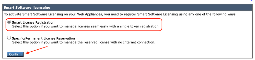 이미지 - Smart License Registration(Smart 라이센스 등록)을 선택합니다.