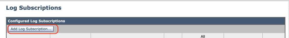 이미지 - Add Log Subscription(로그 서브스크립션 추가)을 선택합니다.