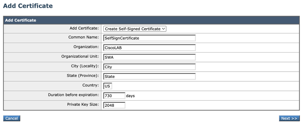 Image - Self Sign Certificate Details