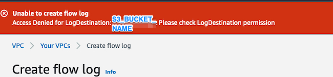 VPC Flow Log Permission Error