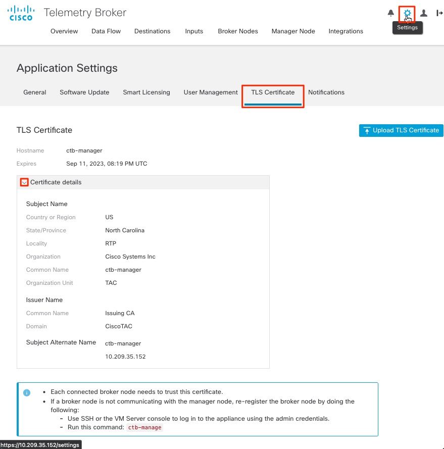 CTB Certificate Details