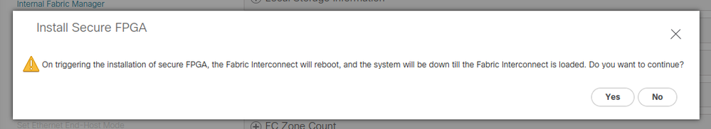 Secure Endpoint FPGA Firmware on UCS 6400 Fabric Interconnects - Install Secure FPGA Confirmation