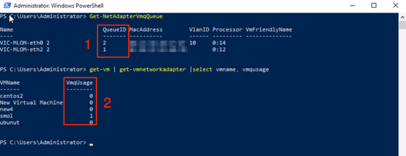 Controleer of VMQ actief is via PowerShell