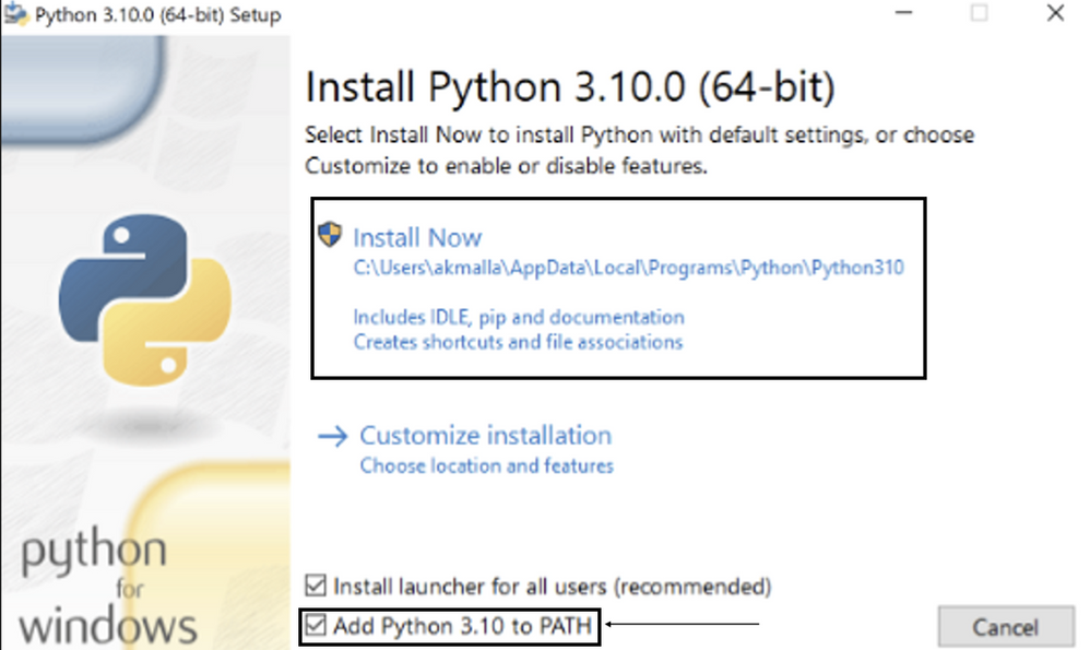 Asistente de instalación de Python