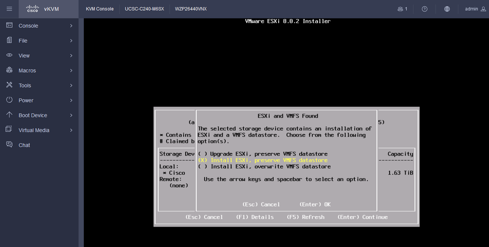 ESXI 설치 또는 업그레이드