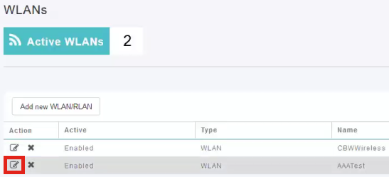 Select the SSID and click edit to view the settings.