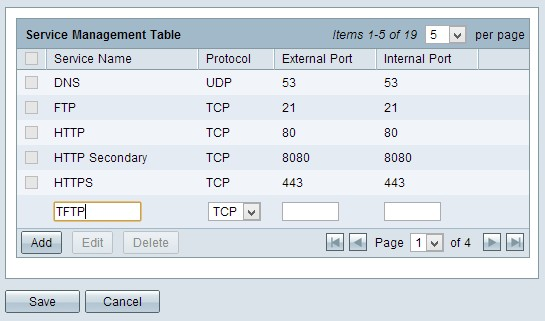 Service name field