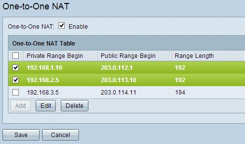 Edit One-to-One NAT